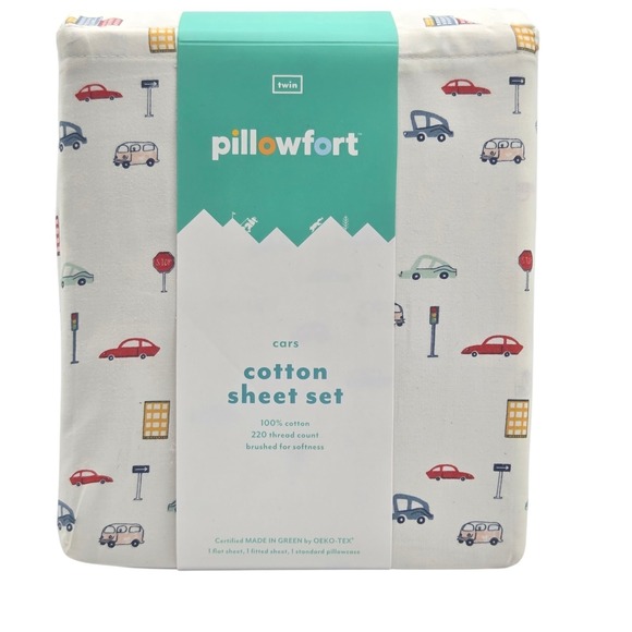 City Cars Kids Cotton Twin Sheet Set 3pc Multicolor - Picture 2 of 8